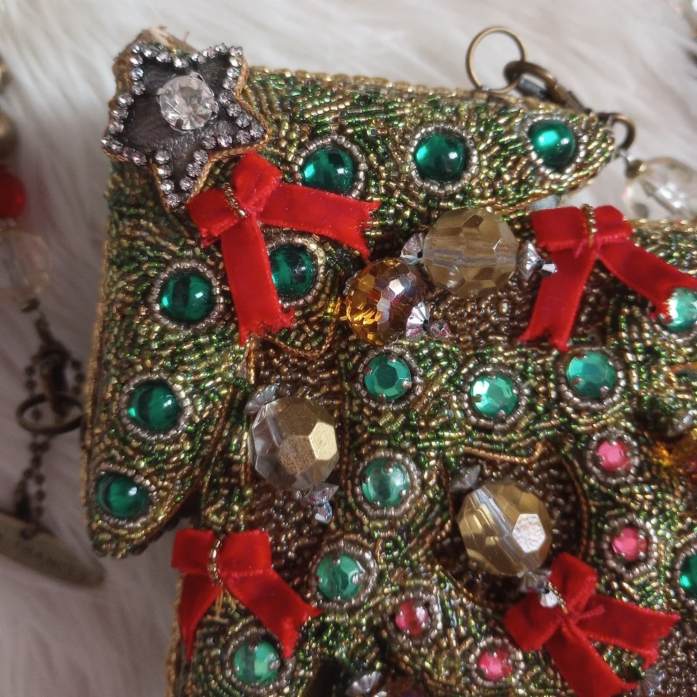 Mary Frances Will All the Trimmings Beaded Christmas Tree Holiday Vintage Bag - Picture 2 of 16